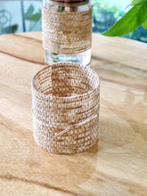 Load image into Gallery viewer, Rattan Leaf Jar Wrap on wooden board