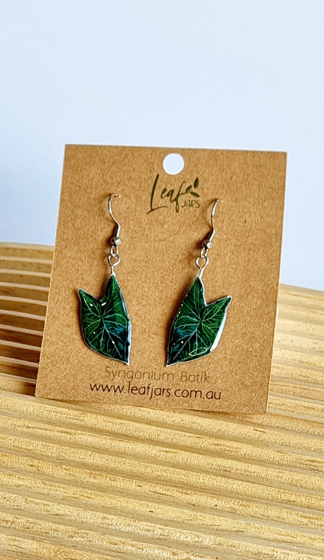 Syngonium Batik Leaf Earrings